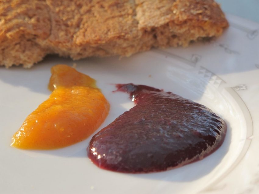 Plum Amaretto butter spread on plate to show silky texture