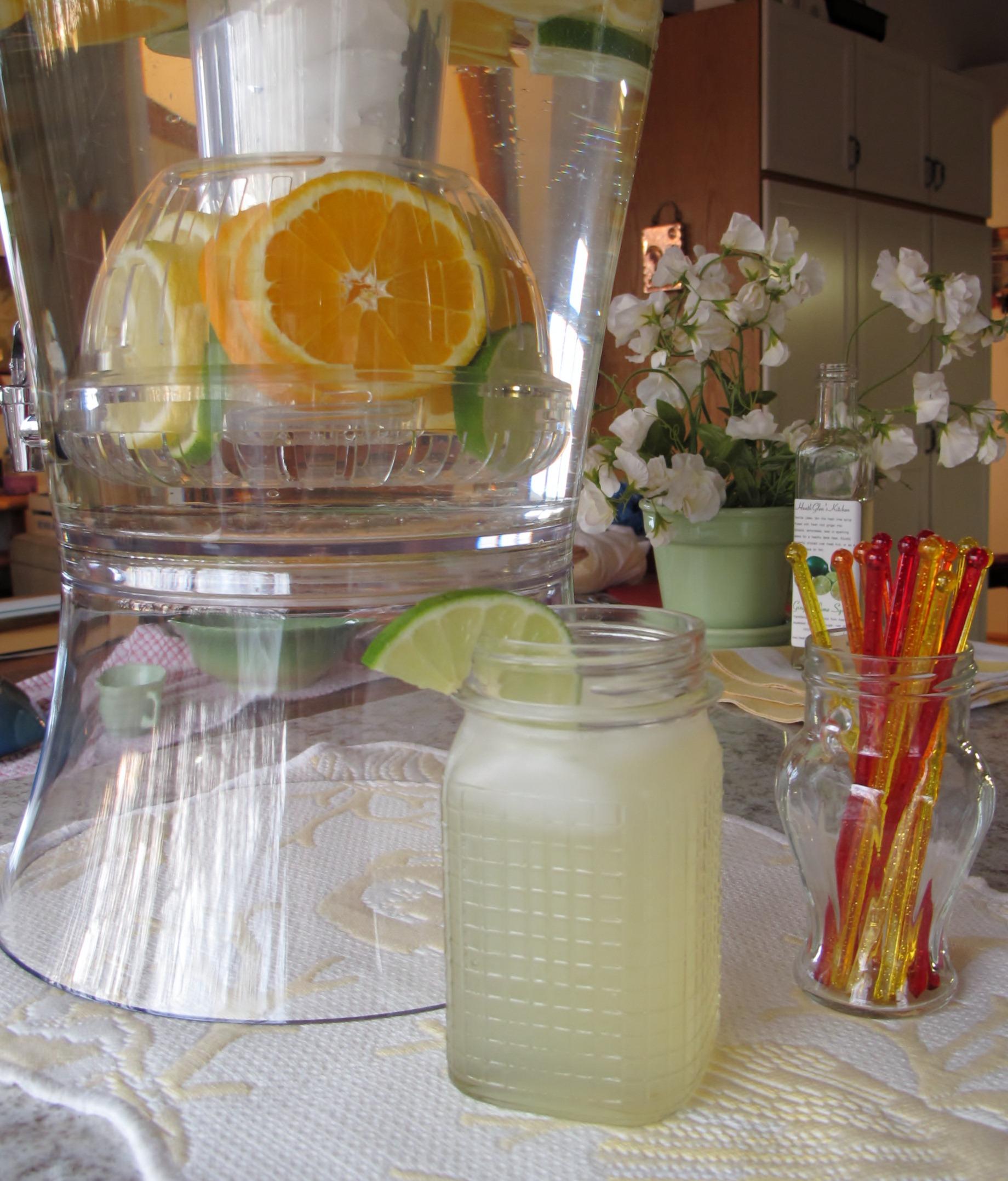 Citrus water pitcher with Ginger Lime Syrup Drink