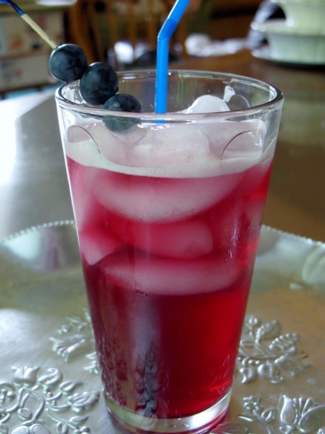 Blueberry Pomegranate Syrup with Sparkling Water