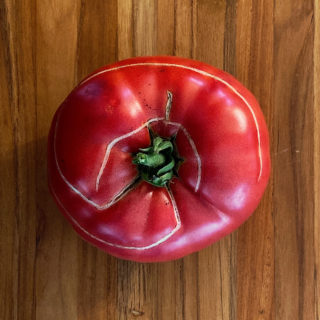 Example of concentric cracking in heirloom tomatoes