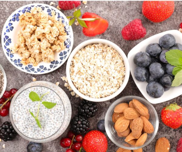 Some of the popular superfoods, including almonds, chia, tuna, oats, strawberries  and blueberries