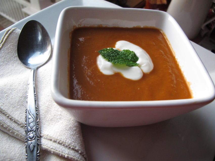 Tomato Borscht with Golden Beets and Heirloom Tomatoes