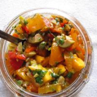 Heirloom tomato relish for brats, chops and steaks