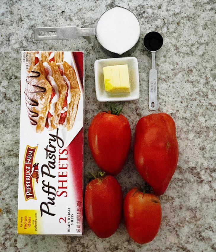 Ingredients for making Caramelized Tomato Tarte Tatin