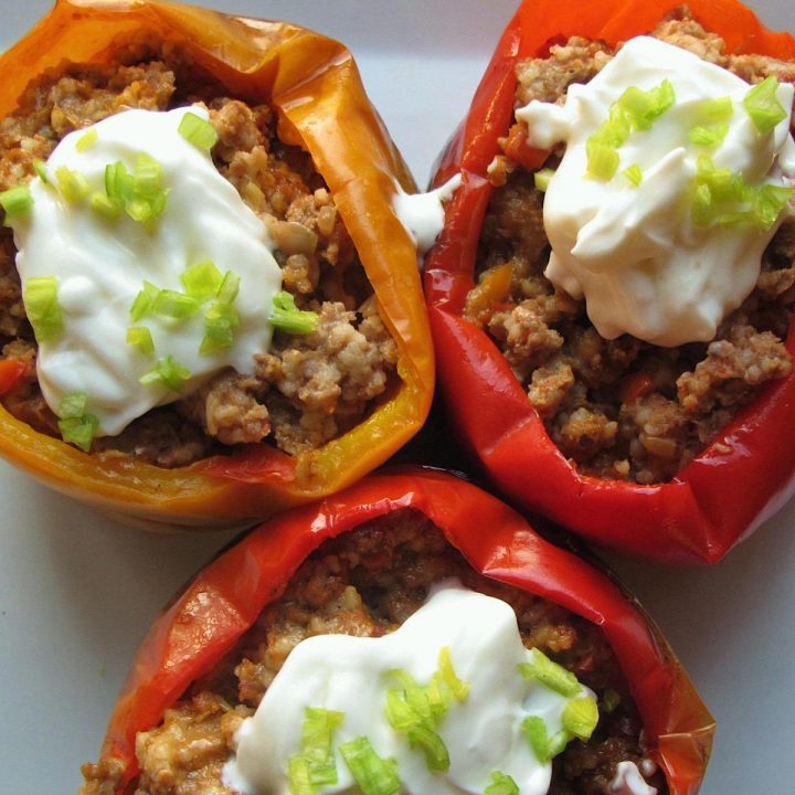 Low Carb Stuffed Peppers Flavored with Chutney & Harissa