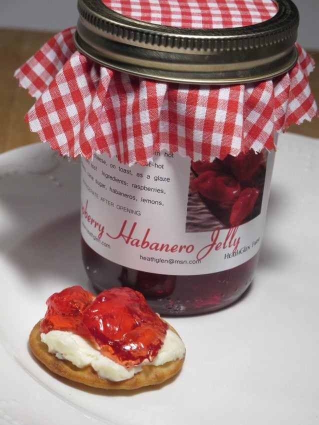 Raspberry habanero jelly with crackers and cream cheese. An award finalist in the Good Foods competition