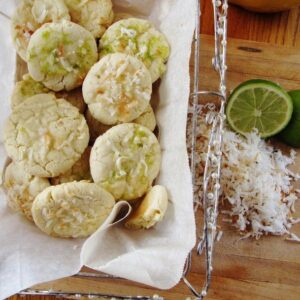 Coconut Cookies with lime marmalade icing