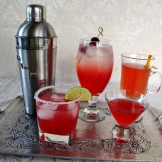 Examples of cocktails and mocktails made with cranberry drink syrup