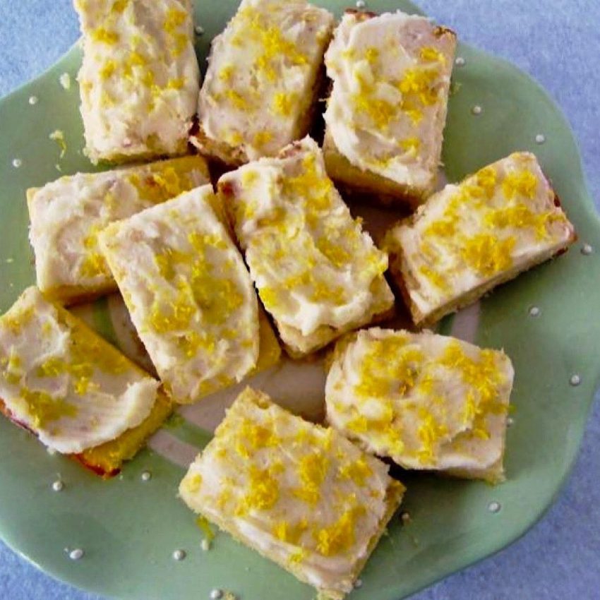 Plate of Limoncello blondies for Easter