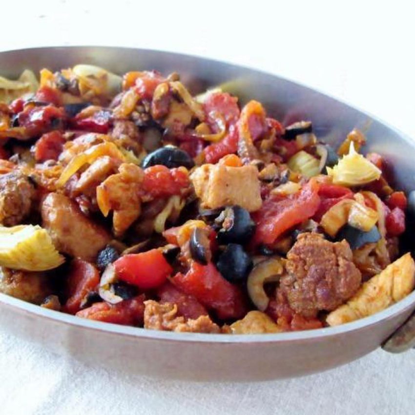 Basque Chicken and Chorizo Skillet Saute