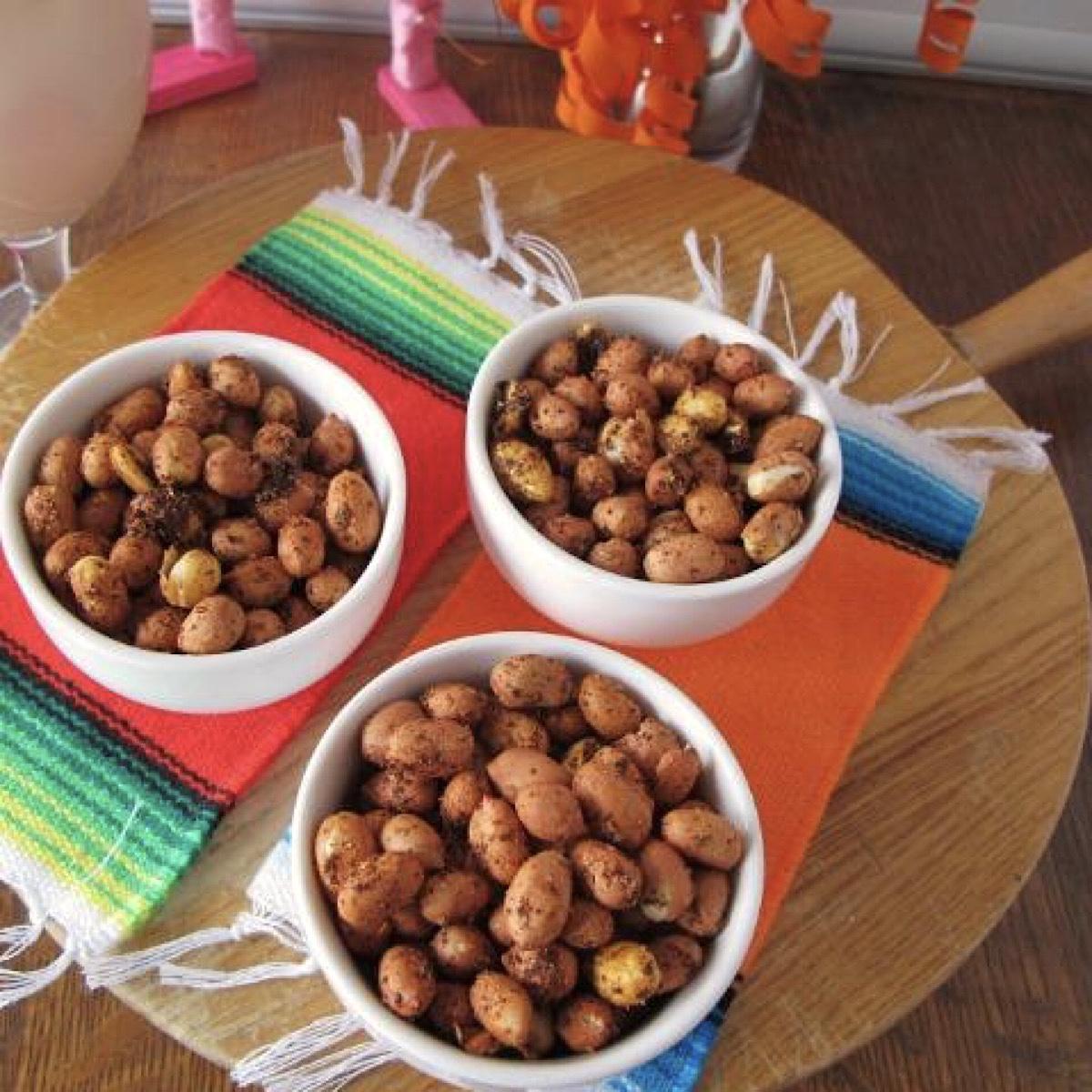 Chile lime peanuts as a Mexican bar snack