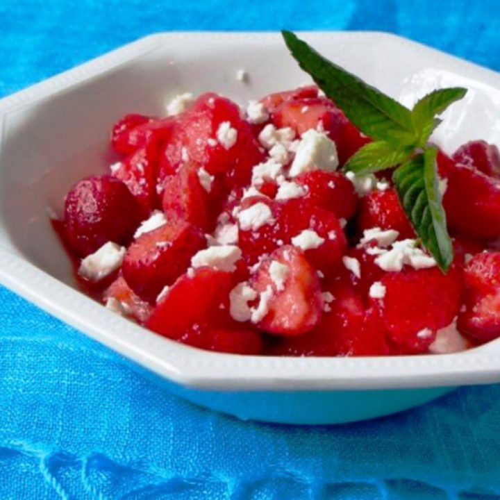 Fresh Strawberries Drizzled with Fruit Vinegars (aka shrub syrups)