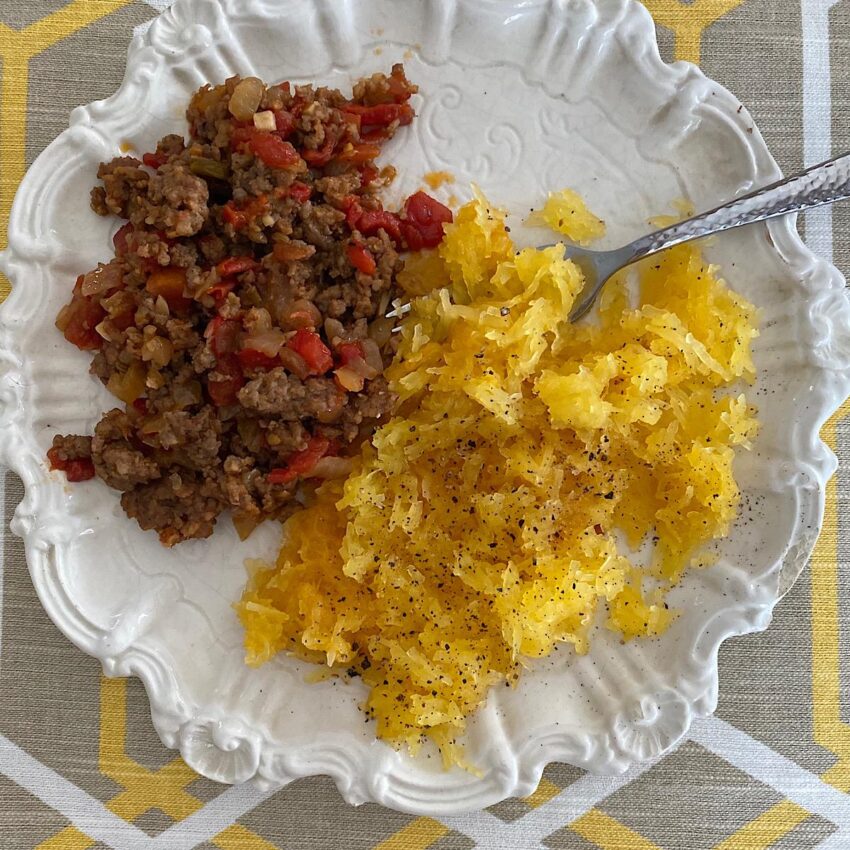 Pork ragu with spaghetti squash