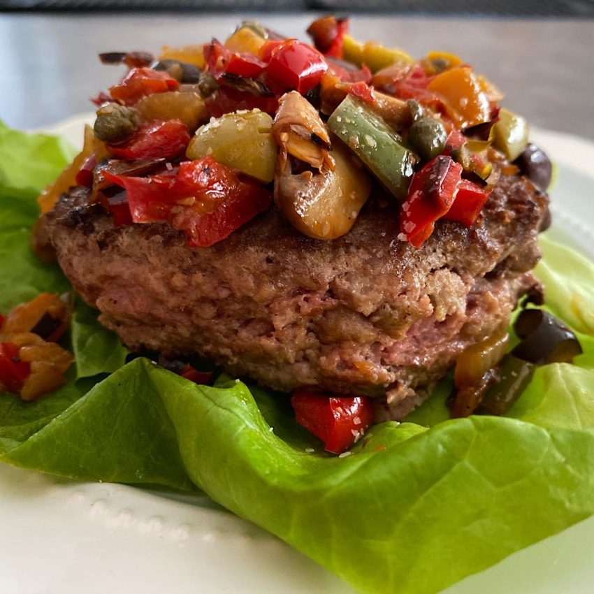 Pepperonata on a bunless burger