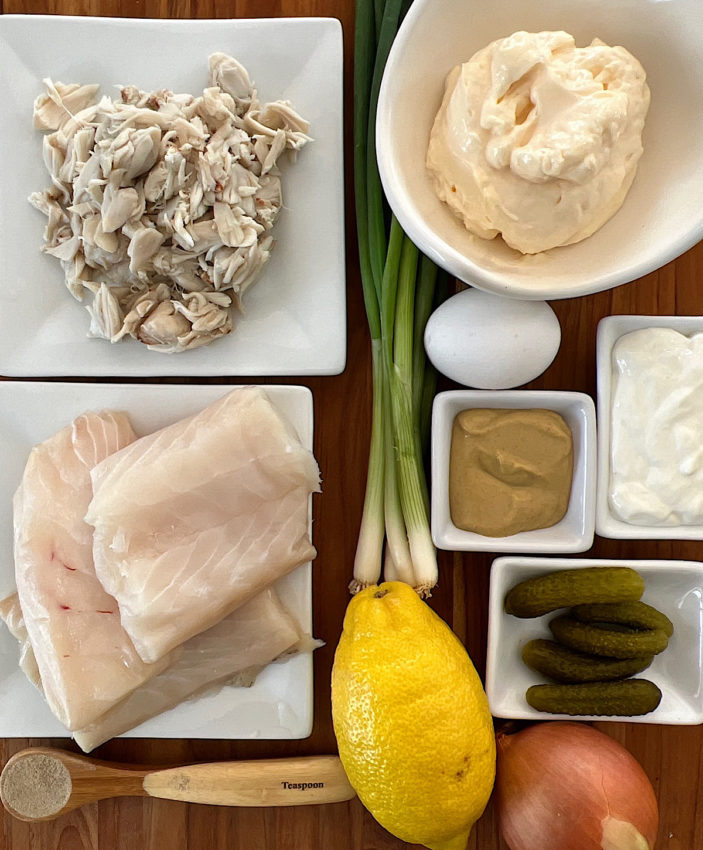 Ingredients for baked low carb fish cakes