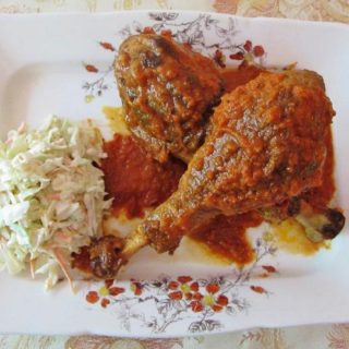 Turkey legs roasted in low carb BBQ sauce