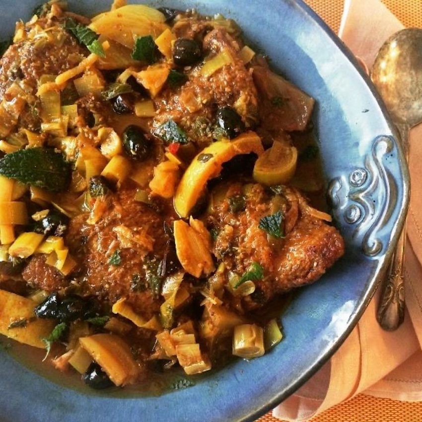Low carb Moroccan stew with chicken thighs