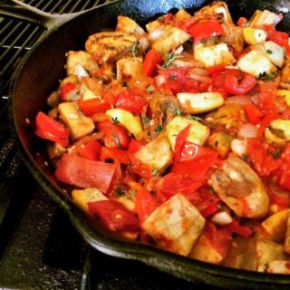 Low carb ratatouille dinner in a skillet