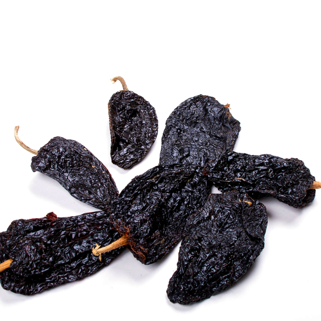 Dried ancho chile peppers.