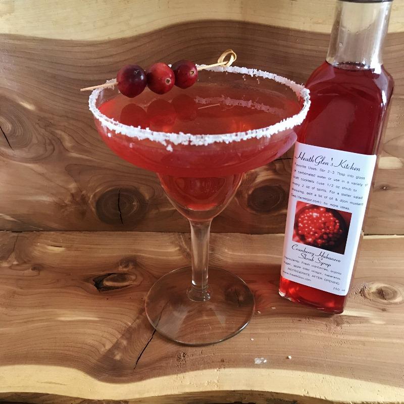 A low carb cranberry margarita made with Cranberry Habanero Syrup