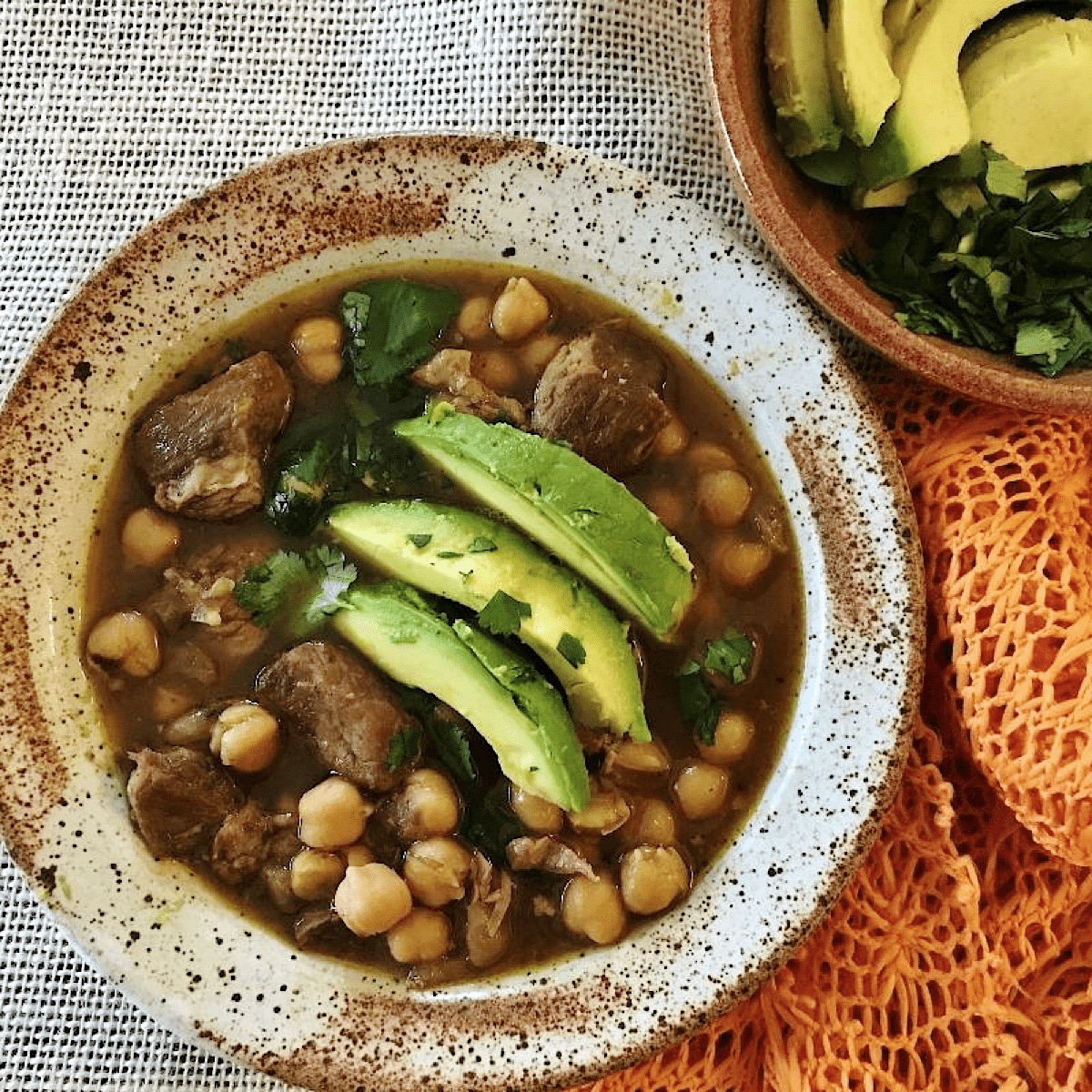 Slow carb pozole with garbanzo beans.