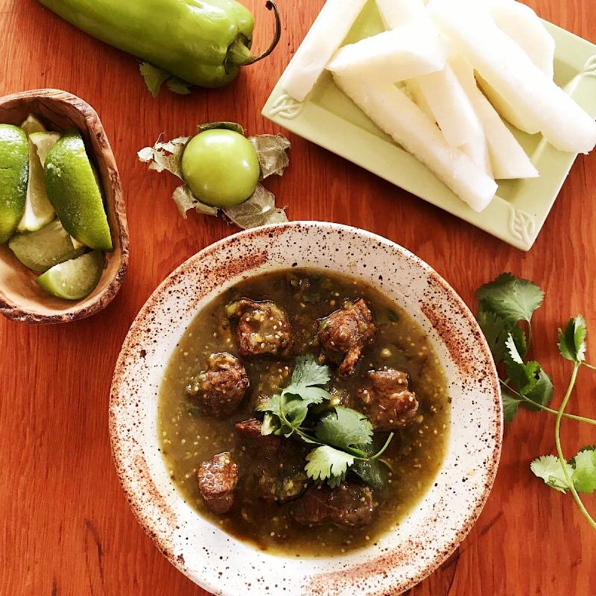 Mexican pork chile verde with tomatillos