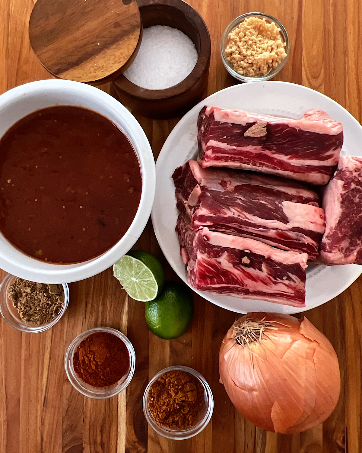 Ingredients for Mexican Braised Short Ribs recipe.