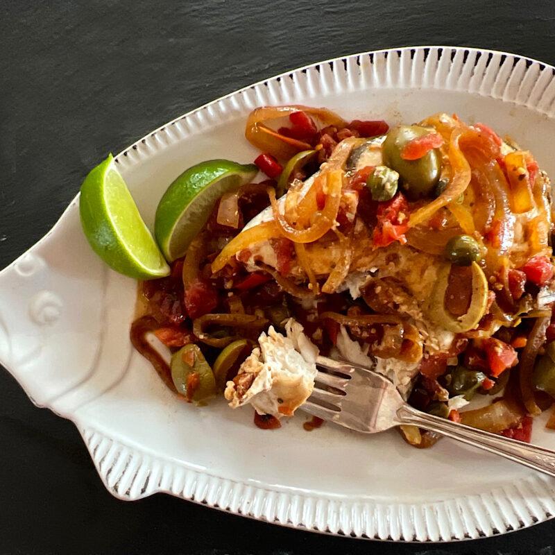 Fish veracruz made with wahoo fish.