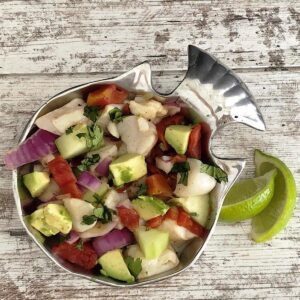 Plate of Mexican spiced scallop ceviche