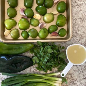 Ingredients for chile verde salsa or sauce