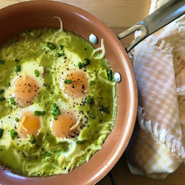 Low Carb Chile Verde Breakfast with Baked Eggs
