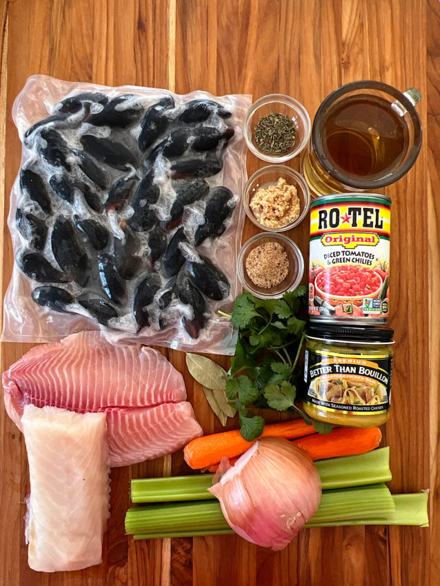 Ingredients for Mexican Fish Stew.
