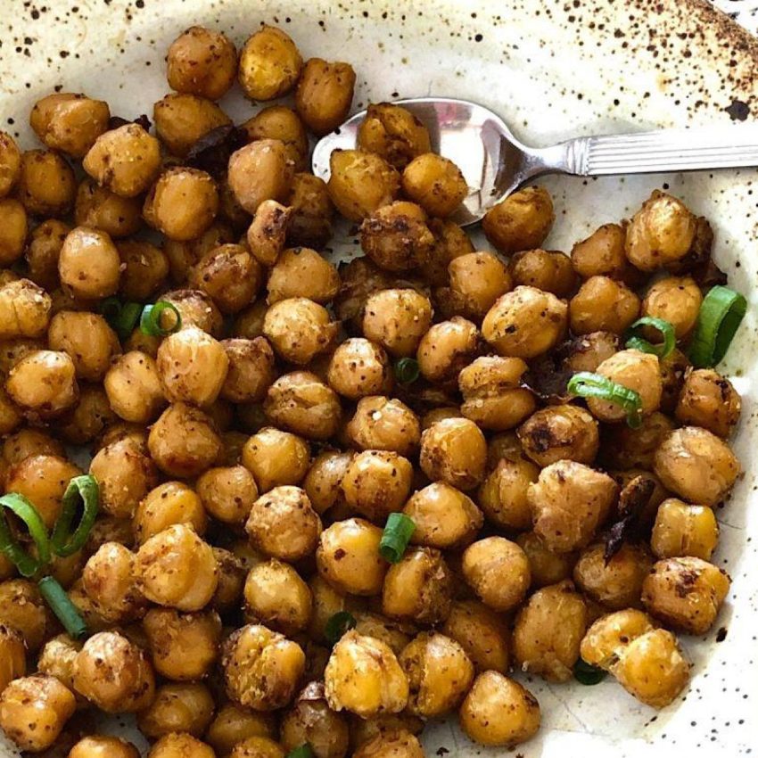 Roasted chickpeas with parmesan and herbs