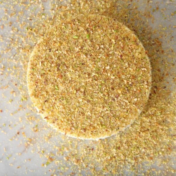 Crushed hazelnuts to be used in pumpkin cheesecake.