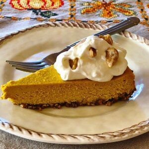 Low sugar, low carb slice of pumpkin cheesecake