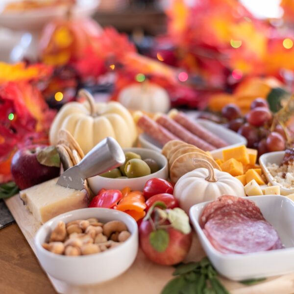 Charcuterie board designed for the Winter holidays.