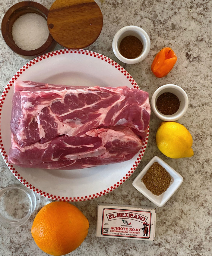 Ingredients for Cochinita Pibel made in slow cooker or instant pot