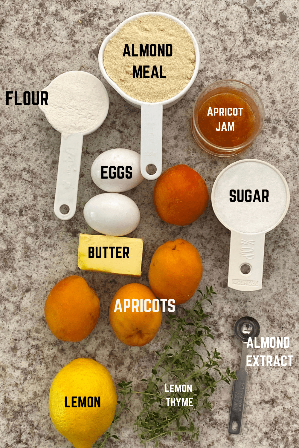 Photo of ingredients needed to make Apricot frangipan tart