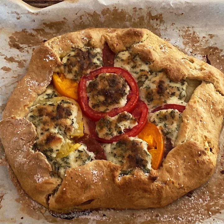 Heirloom Tomato Crostata or Galette with Herb Cheese
