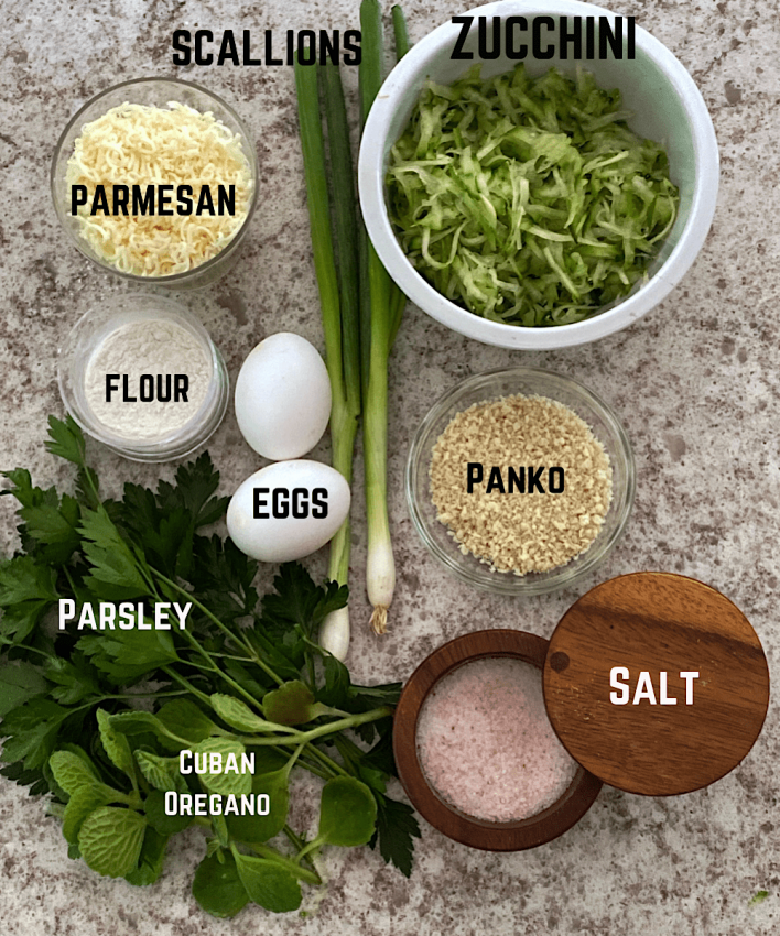 Ingredients for zucchini pancakes