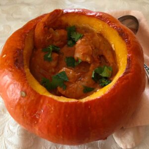 Brazil dish of shrimp in a pumpkin