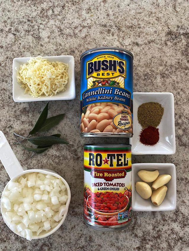 Ingredients for white bean and tomato side dish