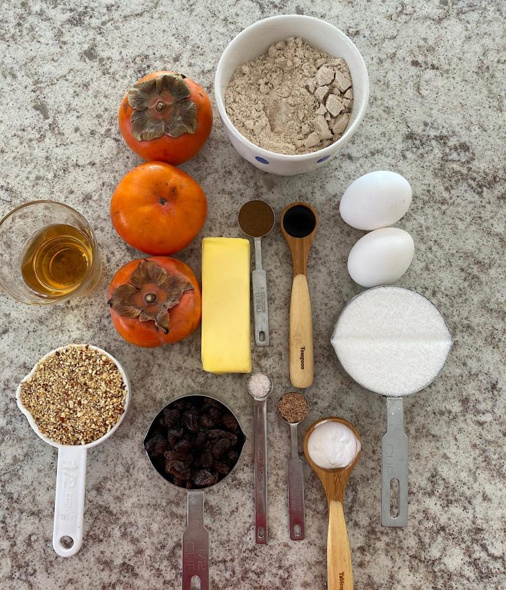 Ingredients for persimmon steamed pudding