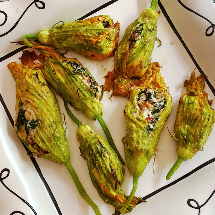 Low Carb Stuffed Squash Blossoms without Frying