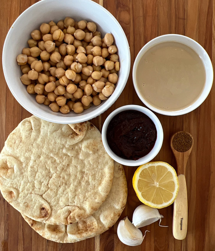 Ingredients for Harissa Hummus.