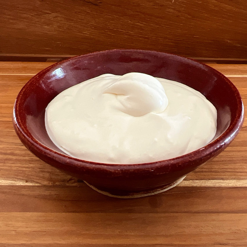 Example of soft peaks when making whipped cream.