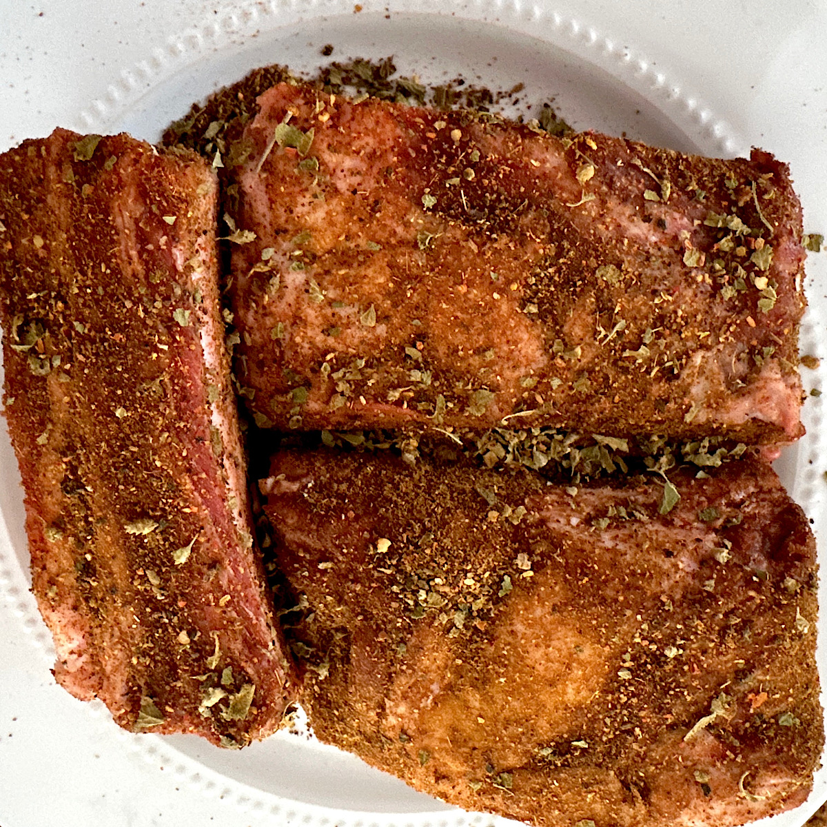 3 beef short ribs coated with a Mexican spice rub.