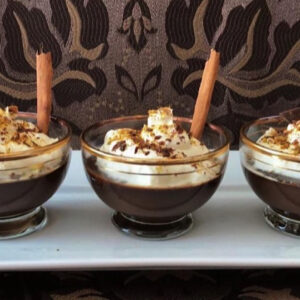 3 chocolate pots de creme modified to be low carb with Mexican flavors.