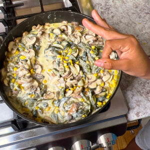 Rajas con Crema in skillet.