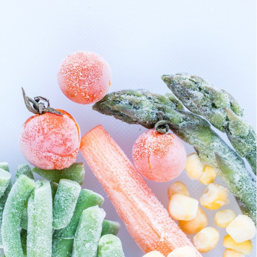 Frost on Summer vegetables.